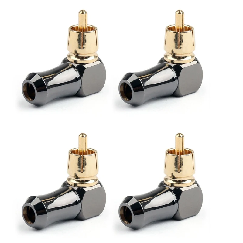

RCA Right Angle Male Plug Copper Audio Video Connector Soldering Adapter