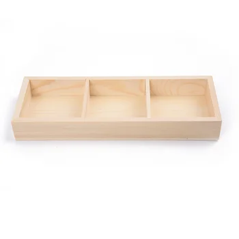 

3 Grid Wooden Succulent Plant Pot Mini Flower Pot Planter Bonsai Container 1 Pcs