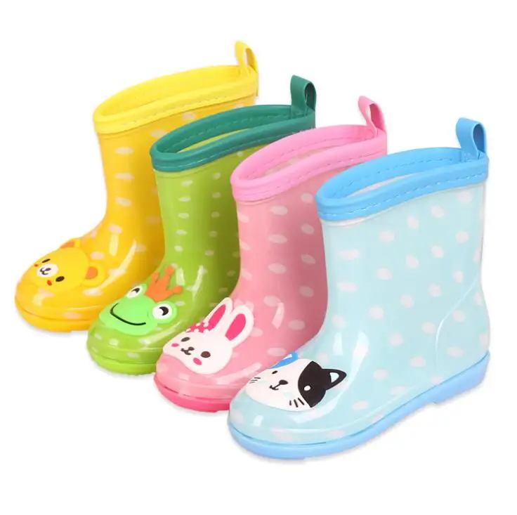 Новое поступление, непромокаемые сапоги с героями мультфильмов для мальчиков и девочек, зеленые детские сапоги в горошек с кроликом, детская непромокаемая обувь, размер 15-20 см