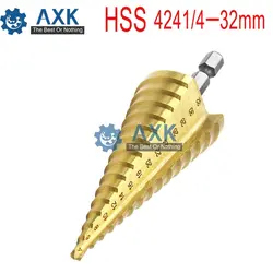 Шестигранный титановый шаг конусное сверло отверстие резак 4-32 мм HSS 4241 для листового металла LT-139