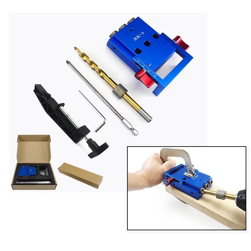 

Mini Style Pocket Hole Jig Kit System Punch Locator For Wood Working Joinery 9.5mm Step Drill Bit & Accessories Wood Work Tool