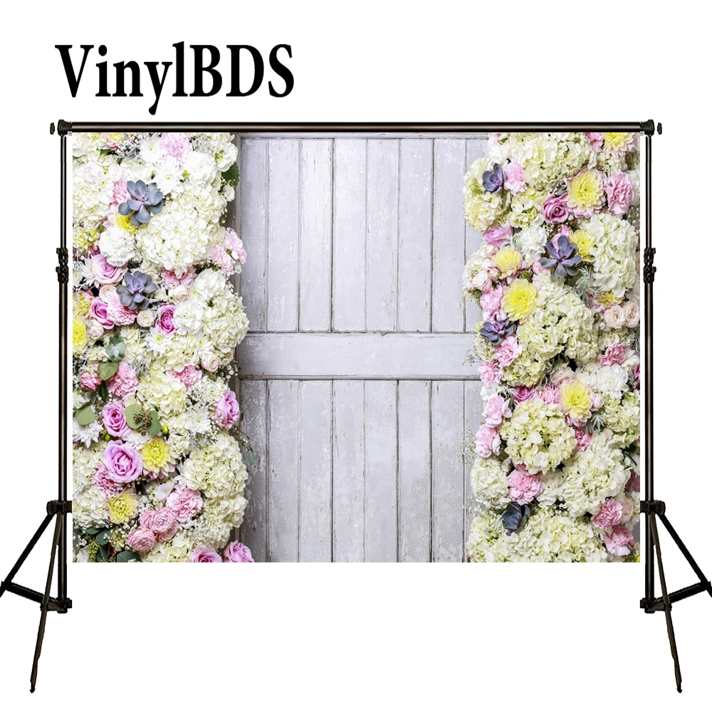 Vinylbds Flower Photography Backdrop Wedding Floral Backdrops Toile De Fond Pour Photo Mariage White Wood Background For Studio Background Aliexpress