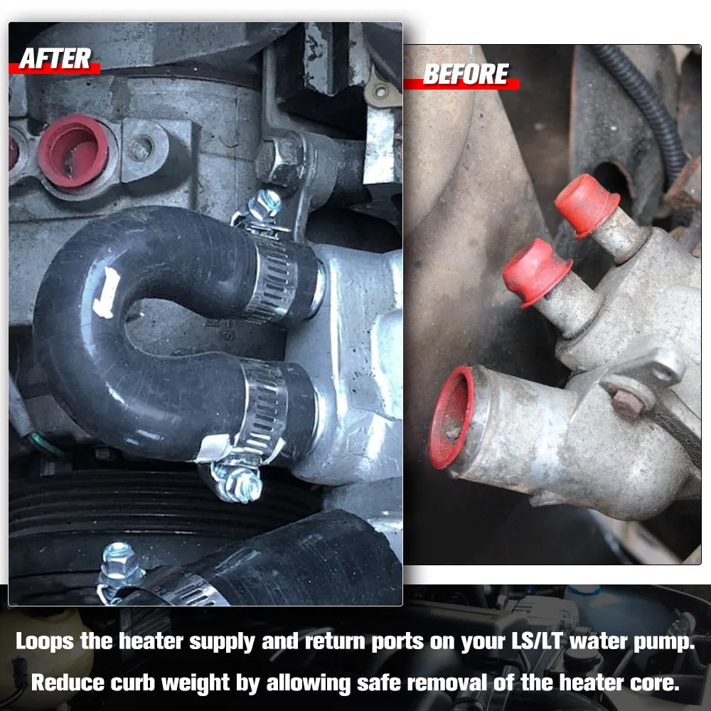 Heater Core Bypass Hose Heater Core Delete Bypass Hose Coolant Crossover For 98-up GM Chevy Pontiac GEN 3 4 5 LSX LS1 LS2 LS3 LS6 LS7 LM7 LT1 LT4 LQ4