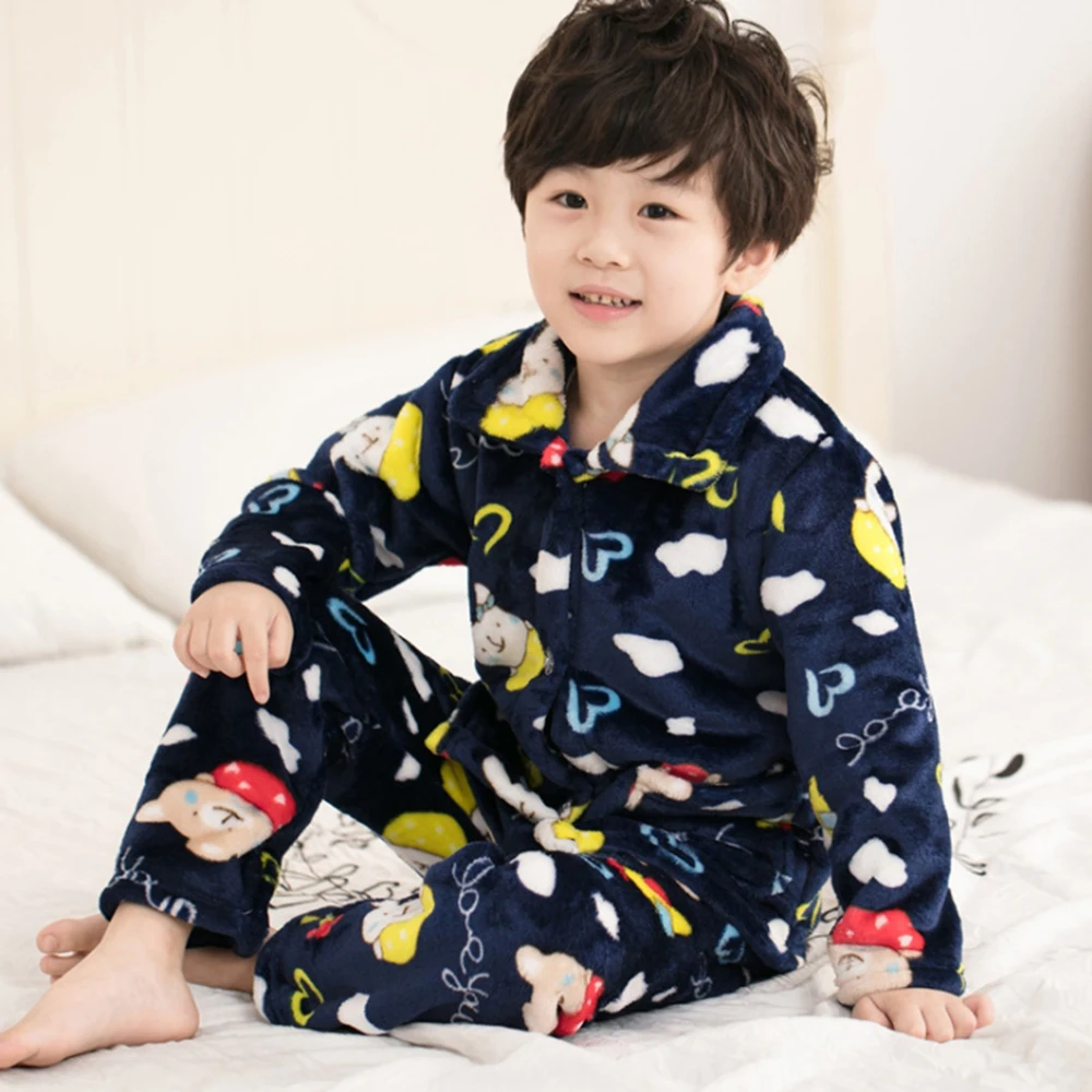 model 11 boys LOOZYKIT/зимняя детская флисовая Пижама; теплая фланелевая одежда для сна для девочек; домашняя одежда из кораллового флиса для девочек; Пижама для мальчиков - Цвет: model 11 boys