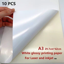 Premium Waterproof Glossy Sticker Paper - Self-Adhesive A4 Sheets (A3 Glossy 10 pcs L)