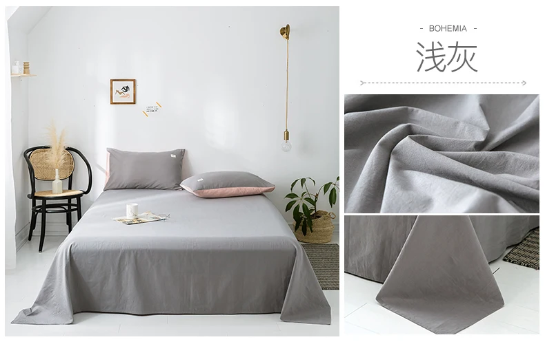 cotton Bedding Sheet Home textile Printing Solid Color Flat Sheet Combed Cotton Bed Sheet Bedding Linen for King Queen Size