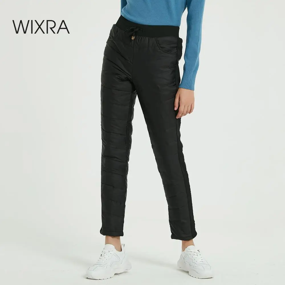 Женские теплые брюки с карманами размера плюс Wixra зимние утепленные со шнуровкой