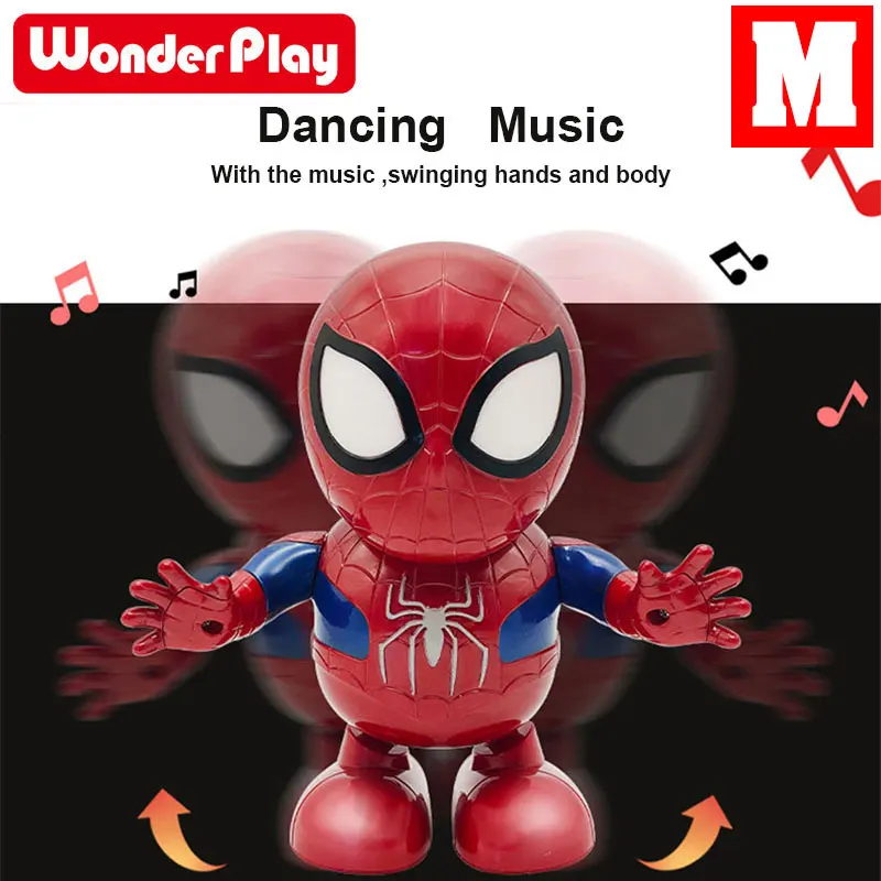 

Dance hero Can Dance For Spiderman Action Figure Toy Led Flashlight With Light Sound Music Robot Hero Electronic Toy