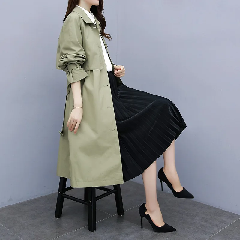 

Trench Coat Elegant Fashion Elegant 2019 Autumn Cool Single Breasted Mid-length