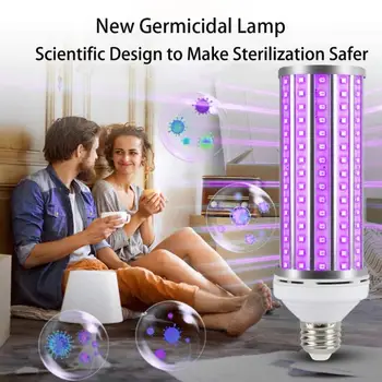 

60W UV Germicidal Lamp 195 Lamp Beads Bulb E26 /E27 LED Corn Light Bulb Bedroom Kitchen Bulb All-Purpose UVA Cleaning Lamp