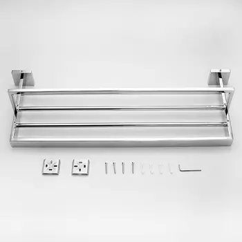 

304 Stainless Steel Towel Rack Hotel Project Bright Brushed Double Towel Rack Towel Bar Bathroom Accessories