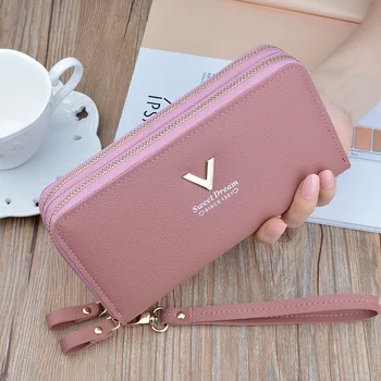 

Double zipper hand wallet 2020 new women's wallet long fashion large capacity double wallet mobile bag