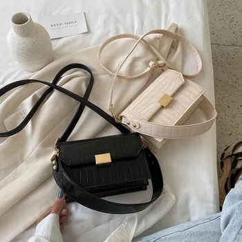 

Wide Strap Shoulder Bag Women's Bag 2020 Trend Luxury Designer Ladies Travel Handbags Solid PU Leather Crossbody Bags Purses