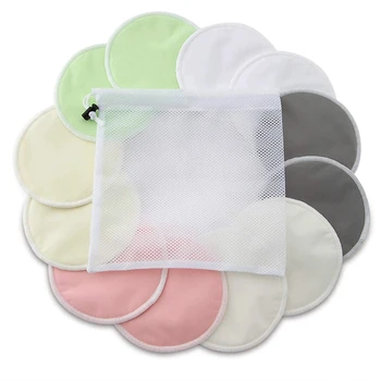 

Organic Bamboo Nursing Pads (12 Pack) with Bonus Laundry Bag By - Washable Breastfeeding Pad Are Super Soft, Reusable and Hypoal