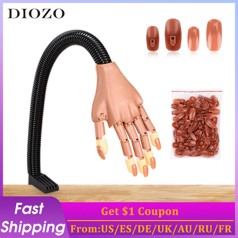 

DIOZO Professional Practice Hand With Nail Tips Nails Manicure Training Hands Nail Art Equipment Model Flexible Bendable Finger