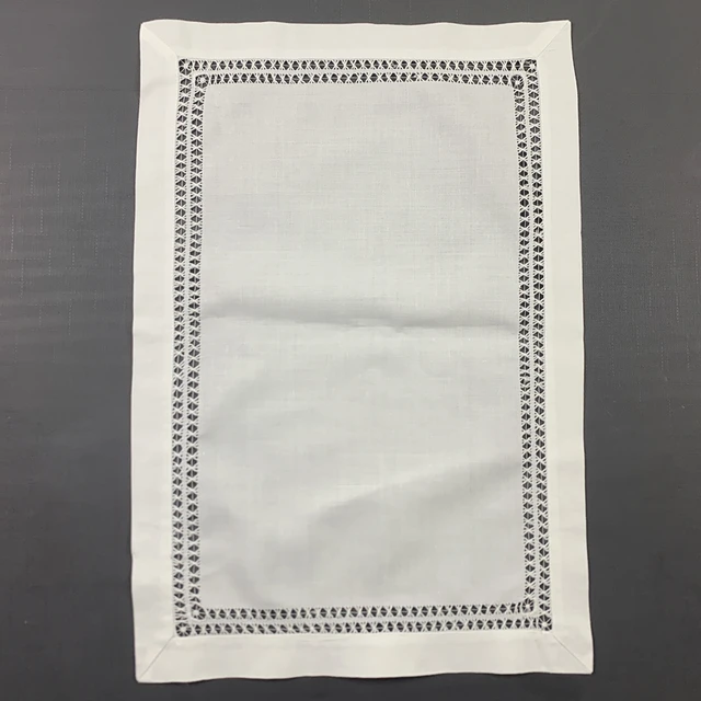 Linens Placemats Asztali Ruhával Futó Vastag Anyag Fehér Vászon Helyek Dupla Hemstitchált Elegáns Ebédhez - Image 6