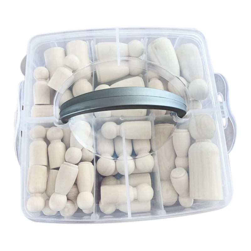 

52 Pieces Wooden Family Wooden Doll Baby Wedding Doll Decoration Baby Graffiti Wood Man Handmade Unfinished