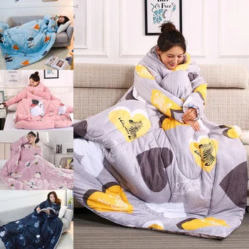 

Lazy Quilt with Sleeves Warm Thicken Blanket Multifunction Soft for Home Winter Nap TN99