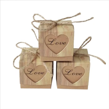 

10Pcs Wedding Favors Gift Box Package Birthday Party Baby Shower Decoration Bags with Rope Kraft Paper Bag Khaki Candy Bag