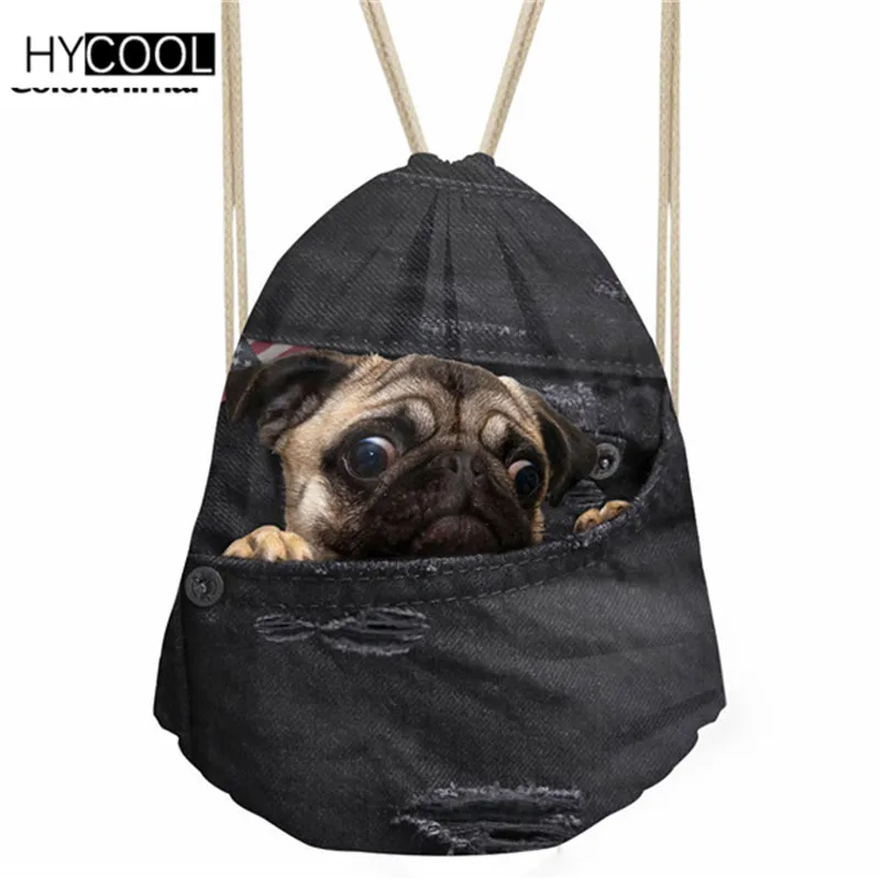 HYCOOL спортивная сумка, сумка для спортзала, синий джинсовый милый рюкзак с принтом кота для детей, мальчиков и девочек, женские сумки для фитнеса - Цвет: CC3316Z3