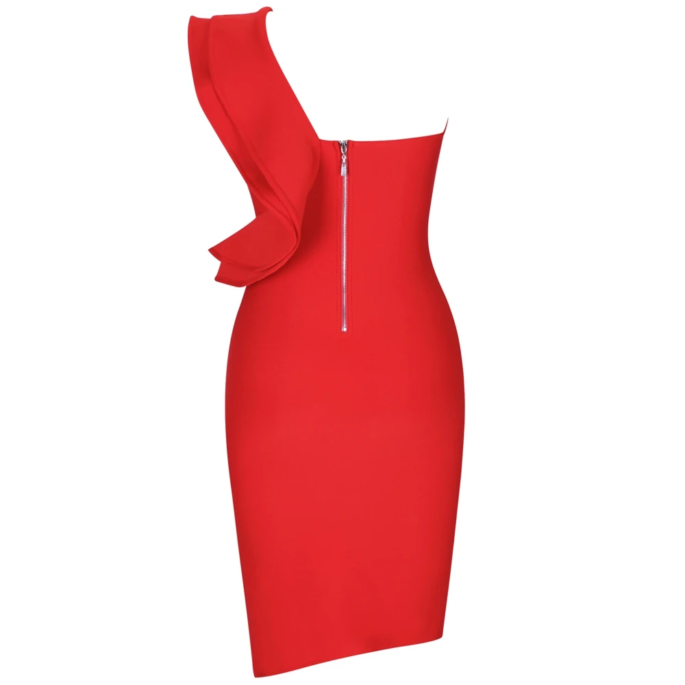 Maketina женское Бандажное платье на одно плечо размера плюс элегантное красное Бандажное платье с v-образным вырезом сексуальные вечерние размера плюс облегающее платье