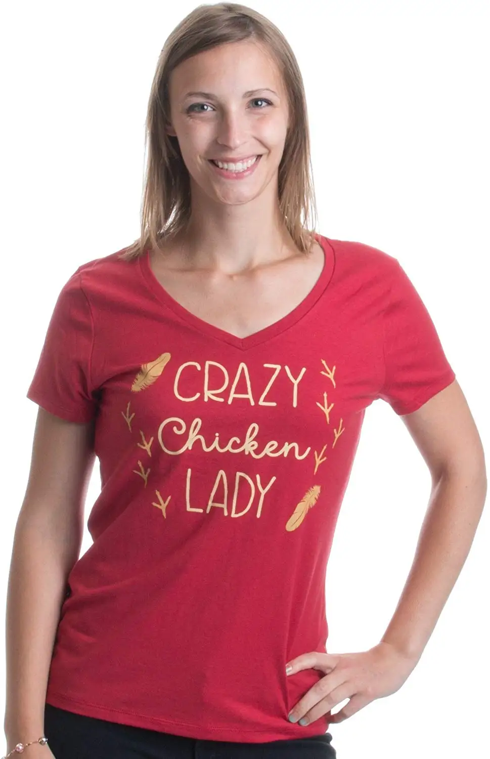 Crazy Chicken Lady | Милая женская футболка с v-образным вырезом унисекс для мужчин и