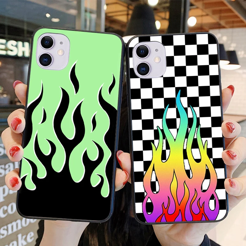 

For iPhone11 Pro Max Matte silicone Phone Case For iPhone 11 X XS Xr Cool Green Flame Back Cover For iPhoneSE 2020 6 6S 7 8 Plus