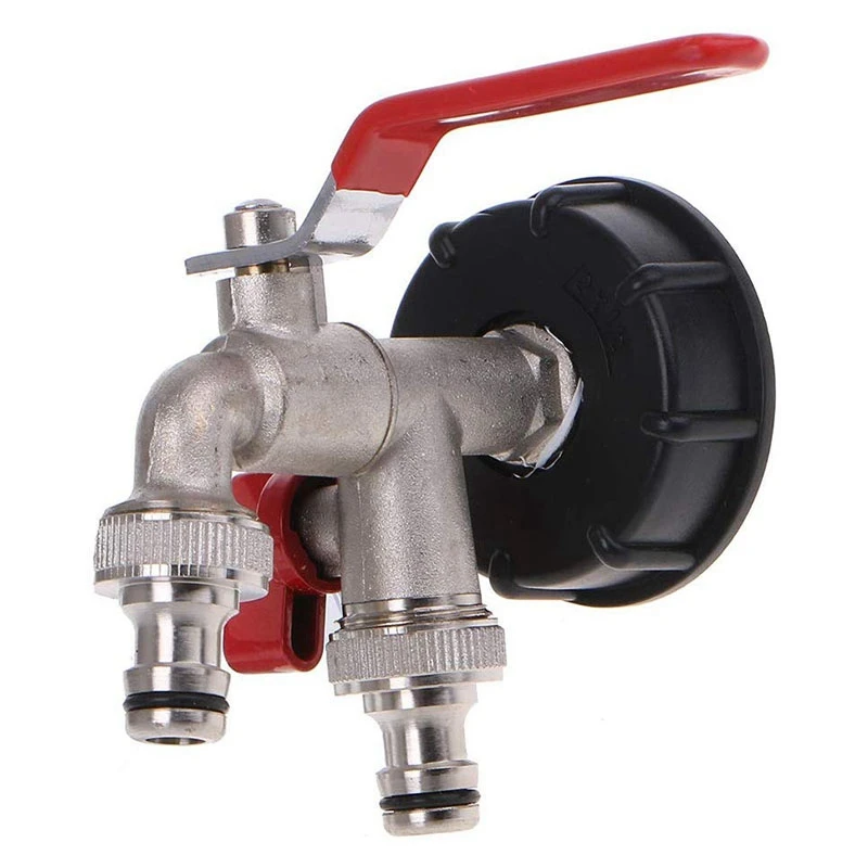 

Double Tap 1000 Liter IBC Water Tank Connector Adapter Tap Replacement Rainwater Tank Adapter for Home Garden Water Connectors