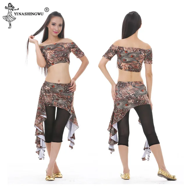 Belly Dance Costume Practice Set Top;Pants;Hip Scarf India Peacock Waist Skirt Suit Belly Dance Waist Belt Training Clothes New