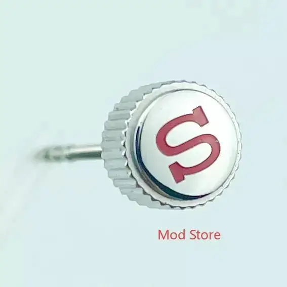 NEW Arrival SKX007 Crown Fashion Red 'S' Mod Parts Polished Finish Fit For 6R15 7S26 NH35 NH36 NE15 Movement watch tools