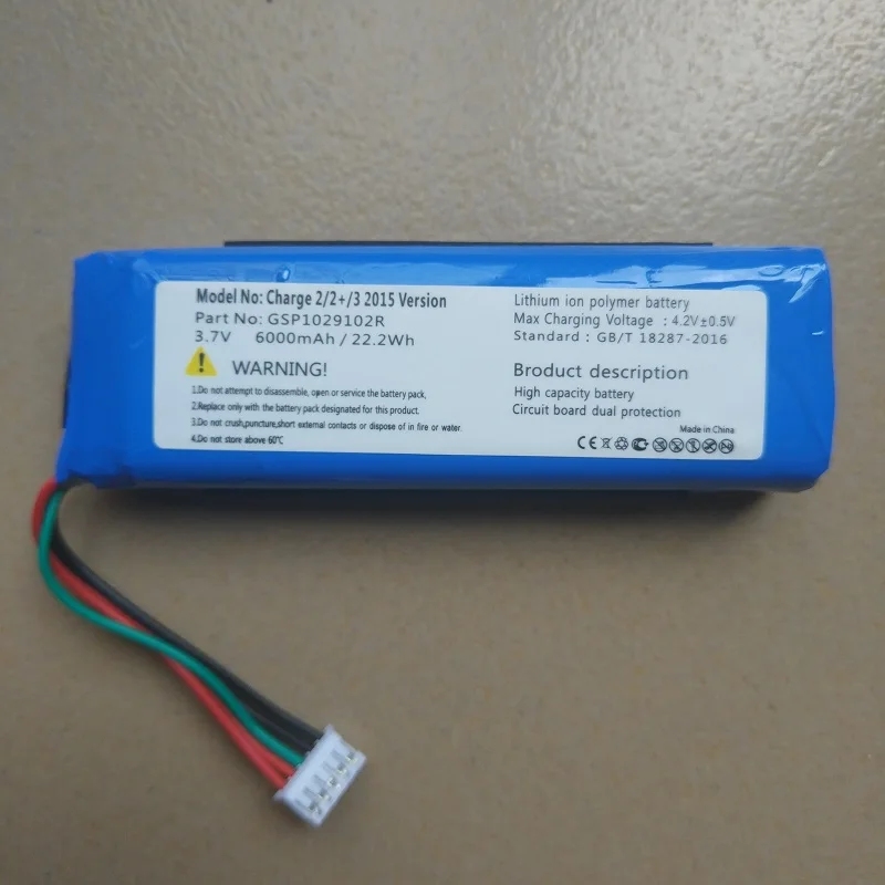 

Battery for JBL Charge 2,2+,2 Plus,3 2015,2016 Vision Player New Li Polymer Rechargeable Replacement GSP1029102A/R 3.7V 6000mAh