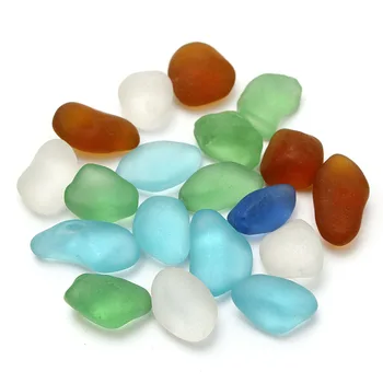 

20pcs Sea Beach Glass Beads Mixed Colors Bulk Blue Green Undrilled Sea Beach Glass Beads Bulk Jewelry Pendant Decor 10-16mm