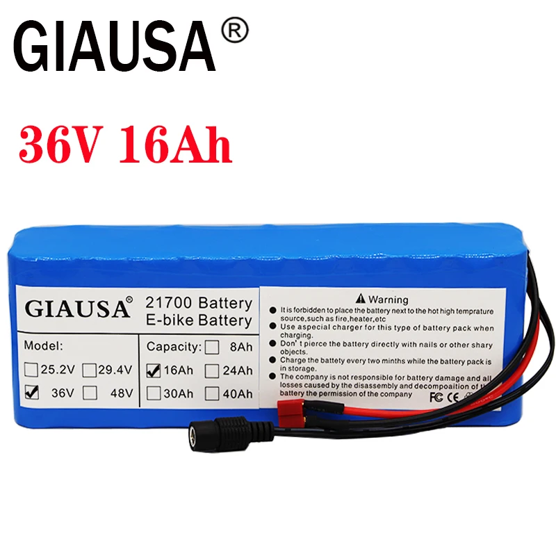 36V батарея (Встроенный bms) 16ah 21700 перезаряжаемая литиевая для электрического