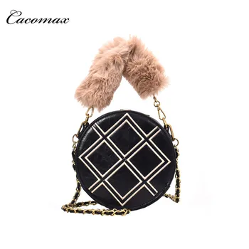 

Fall/winter on the new small bag women 2019 new fashion Hair shoulder chain handbag slung small round bag