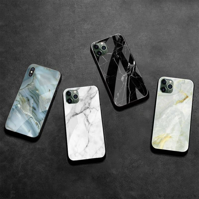 apple phone case Đá Cẩm Thạch Hoa Văn Ốp Lưng Điện Thoại Kính Cường Lực Cho iPhone 12 Max Pro Mini 11 Pro XR XS MAX 8X7 6 6S 6 Plus SE 2020 Bao otterbox symmetry