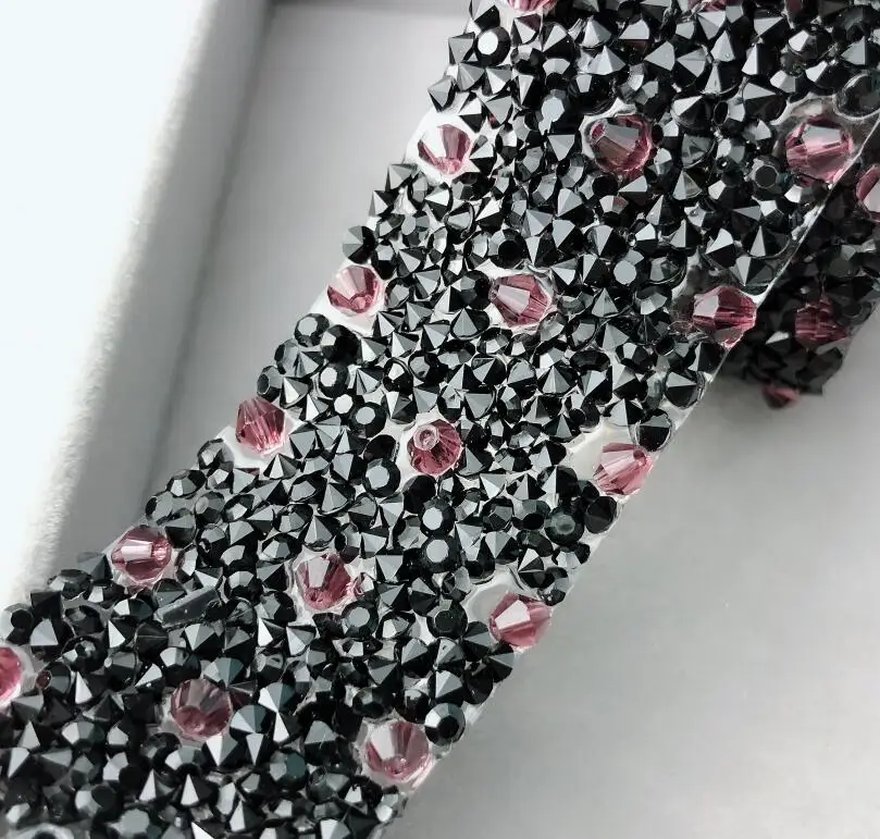 jet purple beads 3 см ширина rhinstone Кристалл отделка, 1 ярд/Лот, Хрустальная цепочка с драгоценными камнями аксессуары, свадебное украшение окантовка Свадебный Пояс отделка - Цвет: jet purple beads