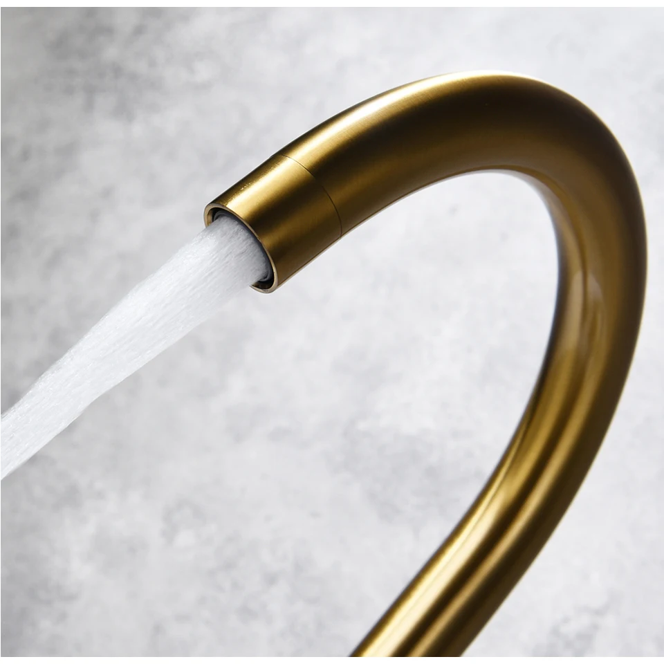 3 Hole Brass Brushed Gold Bathtub Faucet