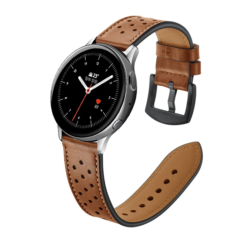 20 мм модные часы из натуральной кожи ремешок для samsung Galaxy Active 2 44 мм 40 мм Замена кожаный браслет ремешок