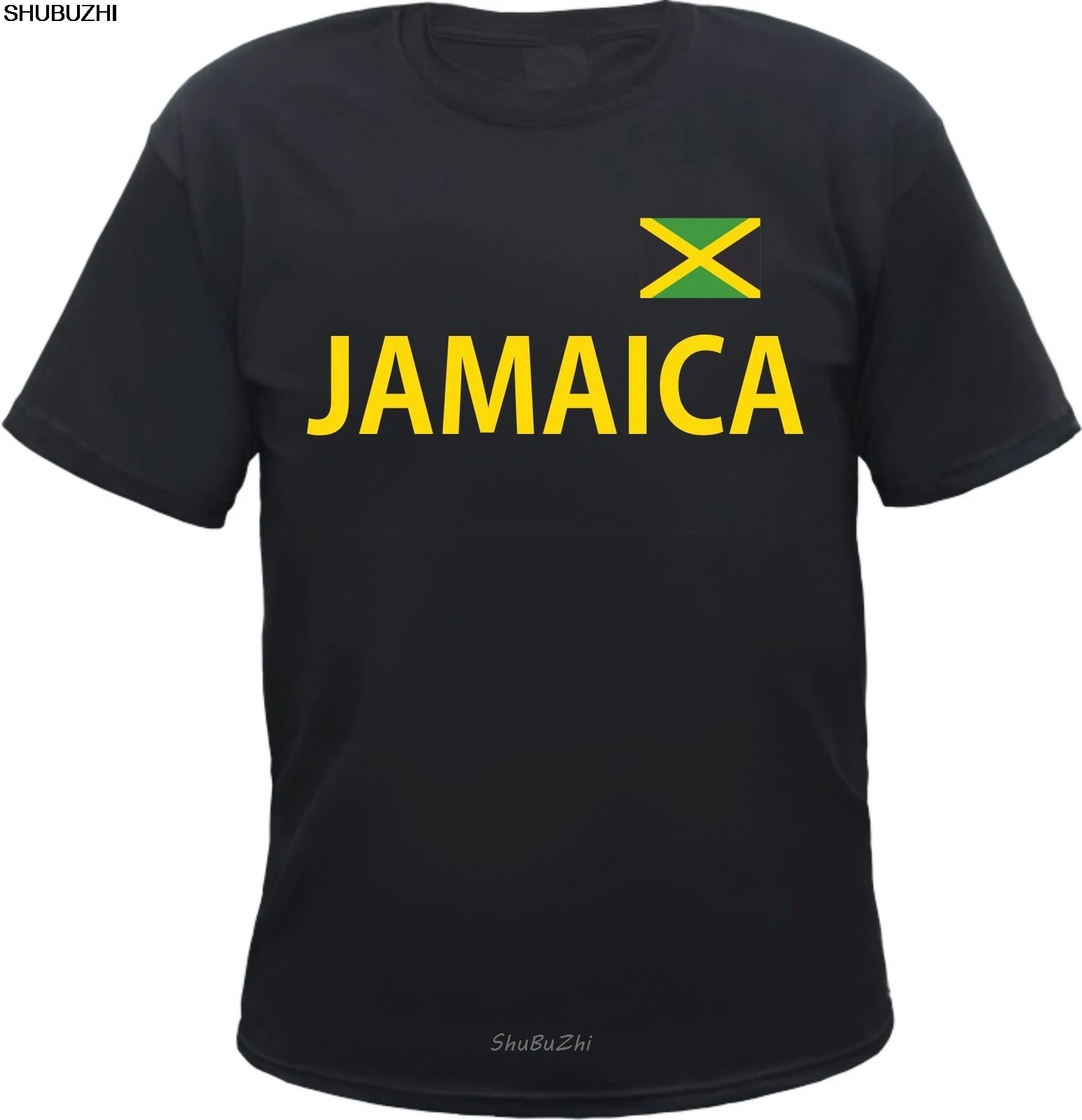 JAMAICA Футболка-schwarz/gelb mit Flagge-S bis 5XL-jamaica rasta reggae, хлопок, новинка, футболки sbz3537