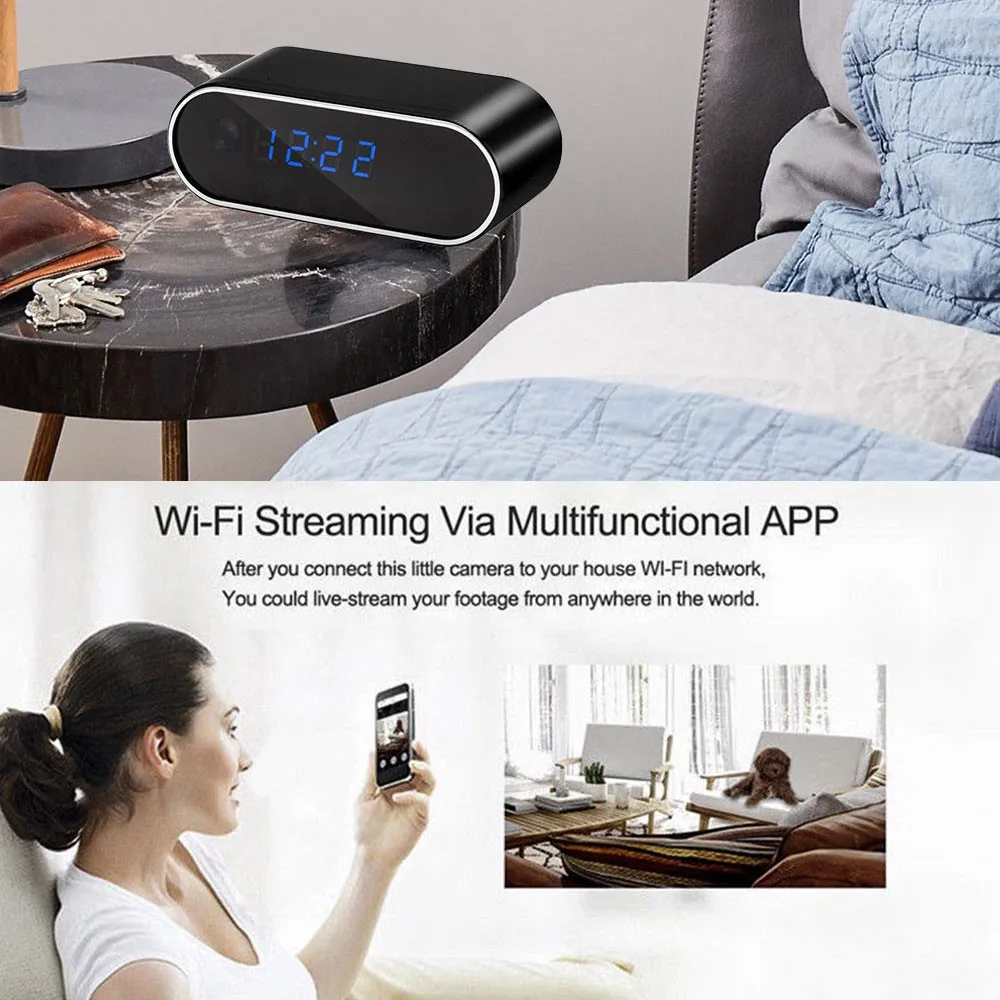 HD 1080P Часы Wi Fi IP камера для домашней безопасности с управлением скрытым ИК ночным