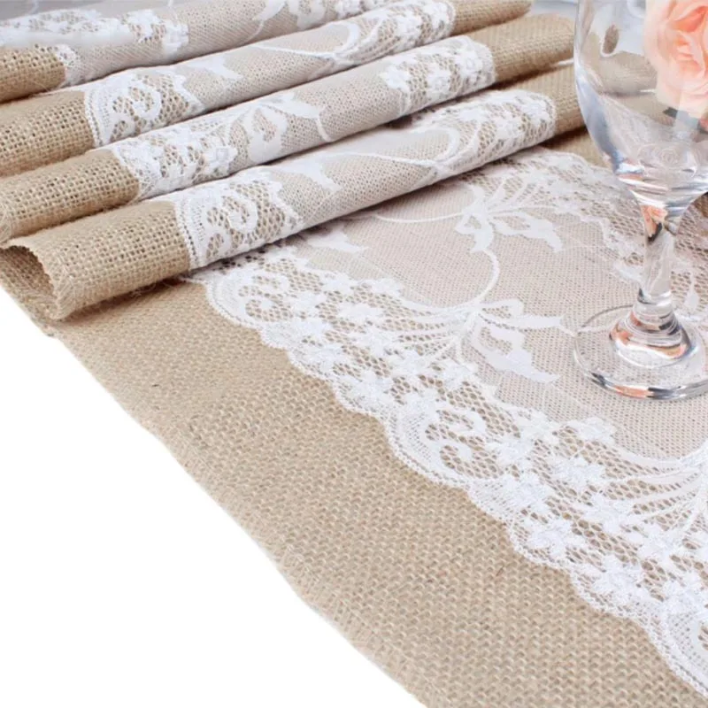 30*275 см, хит, Hessian, мешковина, настольная дорожка, Weding, цветок, кружево, натуральный, деревенский, винтажный, для домашнего декора, модное, кружевное, льняное, Настольная дорожка s