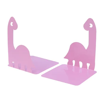 

1 Pair of Pink Dinosaur Book Stand Book Rack Cartoon Bookends Creative Supports Book Organizer Stationery Accessory for Home Off