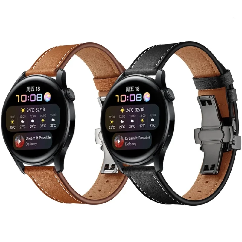 

Ремешок кожаный для Huawei Watch 3, браслет с застежкой-бабочкой для Huawei Watch 3 GT2 46 мм GT 2e