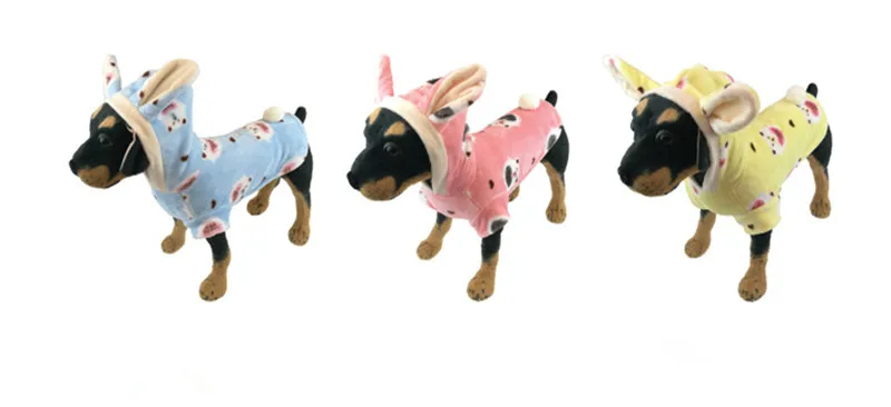 Winter Dog Clothes Cute Cartoon Warm Pet Outfit Flannel Dog Pajamas Hoodie Poodle Bichon Corgi Pet Clothing Dropship Dog Costume