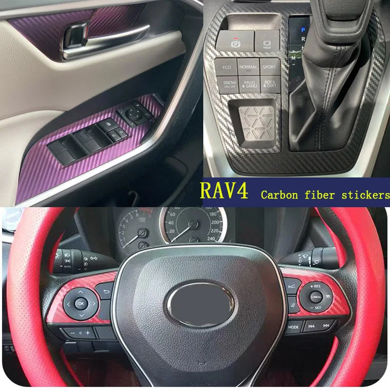 Автомобильная виниловая 3D 4D пленка для Toyota RAV4 интерьера из углеродного волокна в