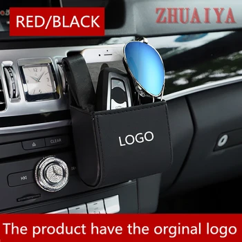 

1Pcs Car Styling PU Leather Coin Bag Case Car Outlet Vent Back Storage Box For Jeep logo Renegade wrangler jk Grand Cherokee