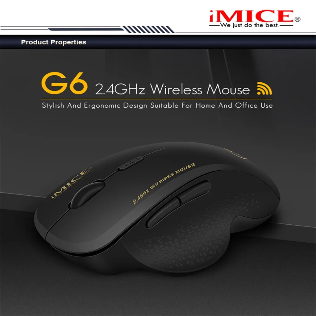 IMICE G6, беспроводная компьютерная игровая мышь, бесшумная офисная мышь для ноутбука, ПК, беспроводная, с третьей передачей, регулируемая мышь с приемником USB