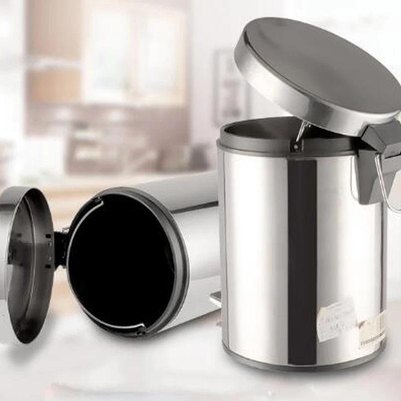 

Популярная круглая ступенчатая мусорная корзина из нержавеющей стали, мусорная корзина, мусорная корзина для спальни, кухни, мусорная корзина, мусорная корзина