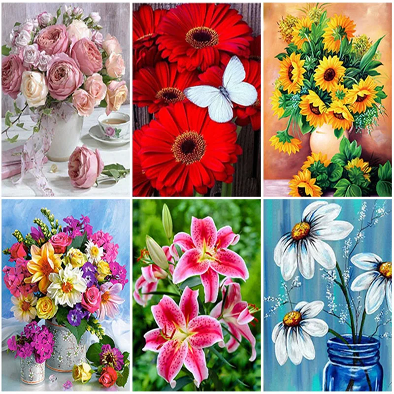 

DIY Flower 5D Diamond Painting Full Square Mosaic Resin Scenic Diamont Embroidery Cross Stitch Kits Home Decor Wall Art