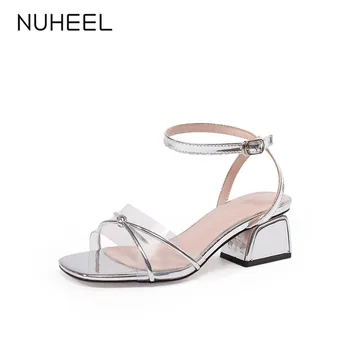 

NUHEEL women's shoes new summer word buckle sandals open toe fashion wild wedding banquet shoes women обувь женская